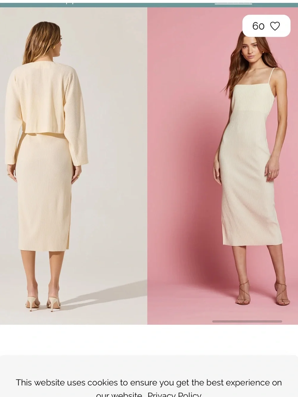 ASTR Women's Natural Long Sleeve Shrug & Ribbed Sweater Dress Set - Picture 3 of 9